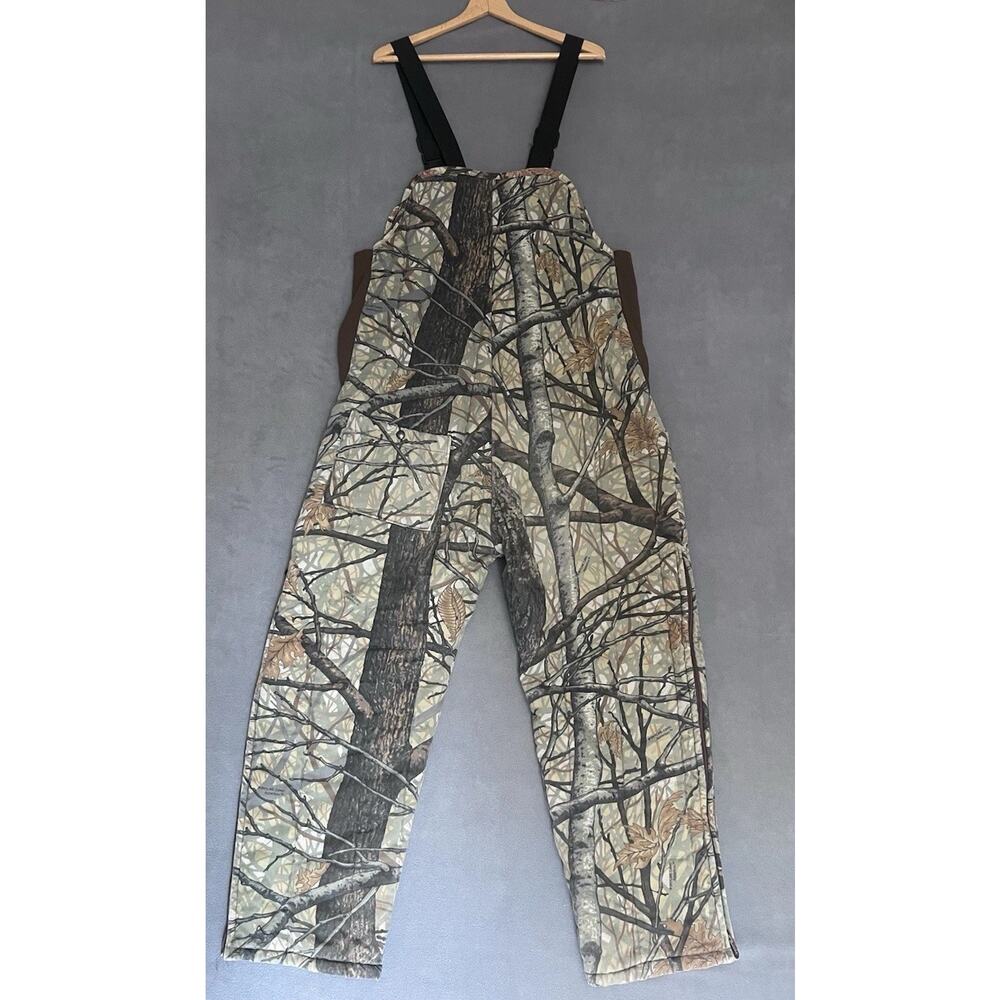 VTG Ideal Skyline Camo Apparition Bib Overalls Men XL Fleece Lined Hunting USA - Picture 2 of 14